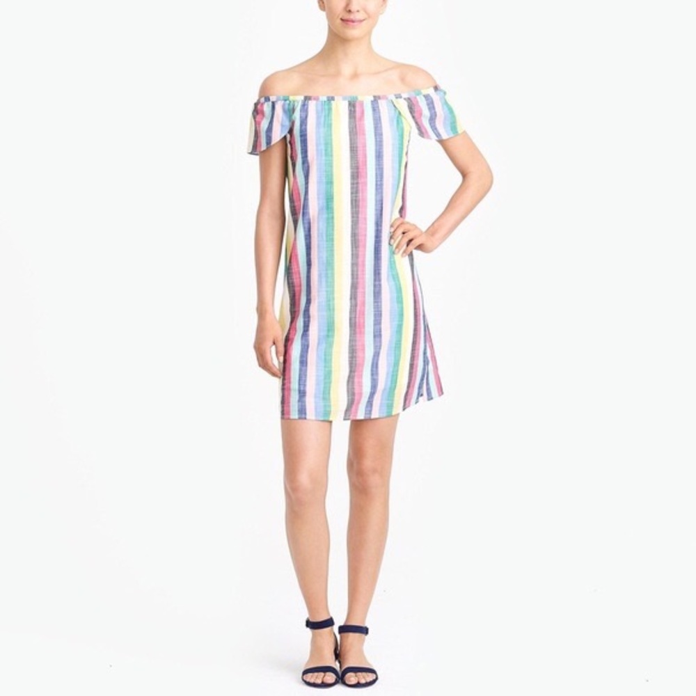 J. Crew Off The Shoulder Striped Dress